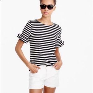 J. Crew stripe tee with ruffle sleeves